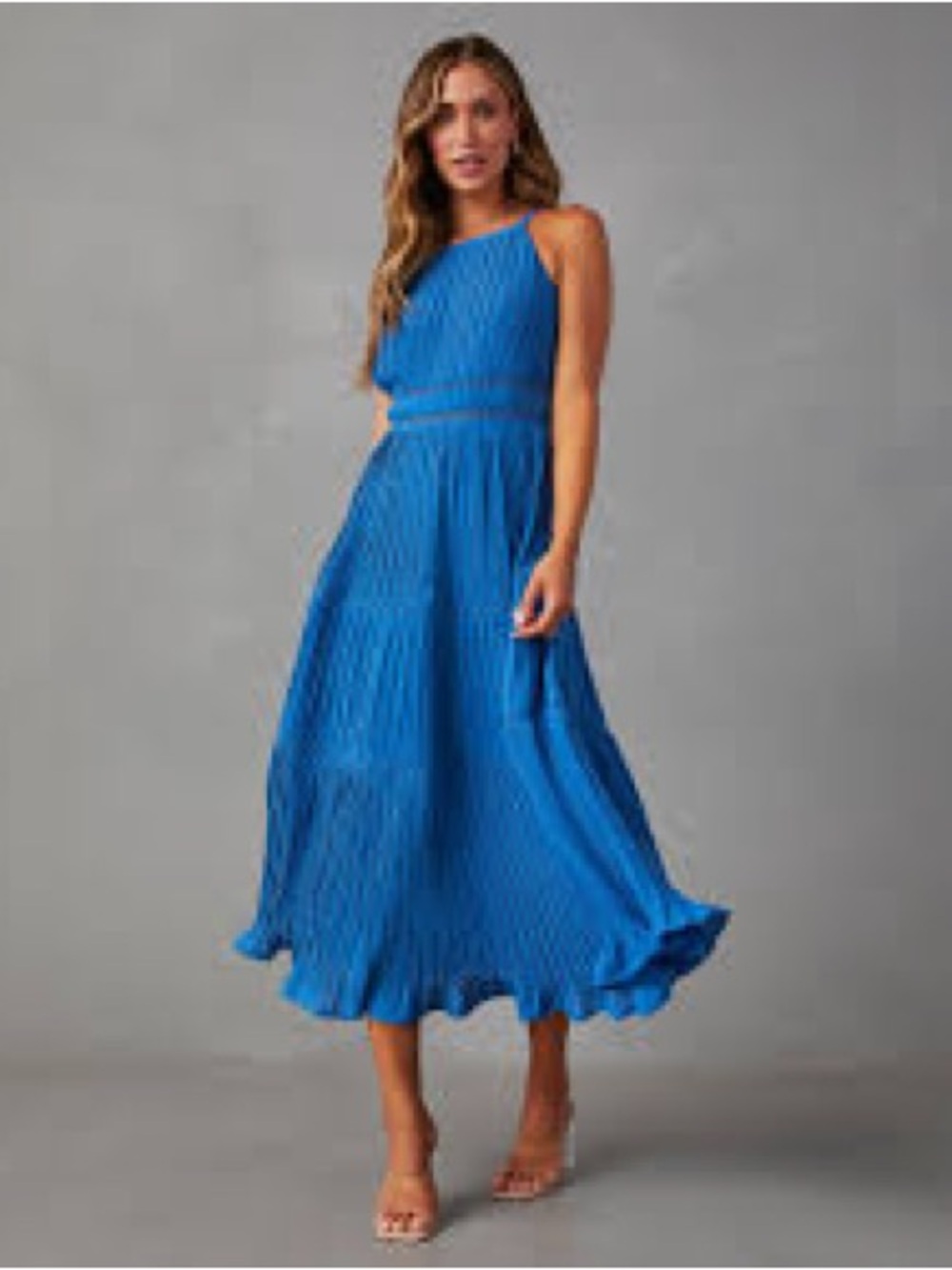 Vici Lucienne Tiered Midi Pleated Dress